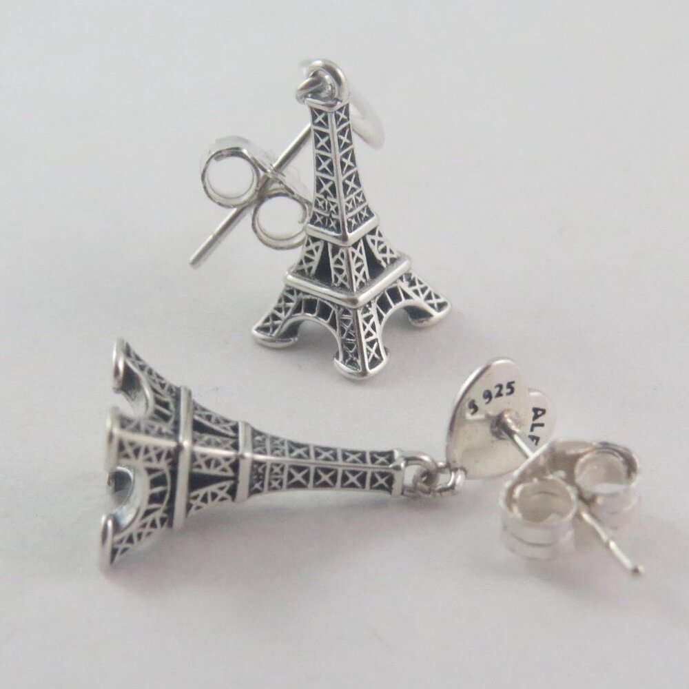 Pandora Eiffel Tower Dangle Earrings – Sterling Silver (A22)